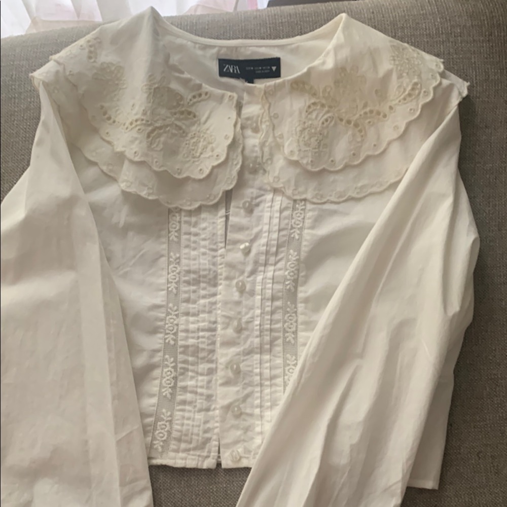 Zara Cream Lace Detail Blouse